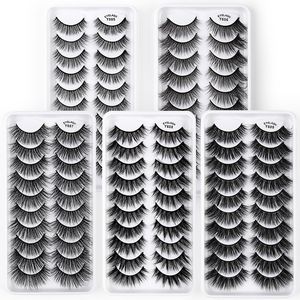 Reusable Hand Made Soft Mink Hair False Eyelashes Extensions Curly Crisscross Thick Natural 10 Pairs Fake Lashes Makeup Accessory For Eyes Easy To Wear DHL