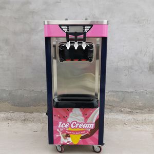 Commercial Soft Ice Cream Machine 3 Flavors Sweet Cone Makers Stainless Steel Intelligent Sundae Production Machine