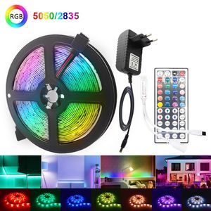 LED Strip Light RGB 5050 2835 Flexibelt band WiFi Bluetooth 12V LED-remsor 5M Vattentät Tape Diod + Control + Adapter