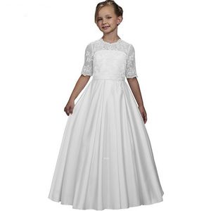 Long Bohemian Chiffon Lace Flower Girl Dress for Wedding Boho A-Line Halter Kids Bridesmaid Gown Formal Part Birthday Wear