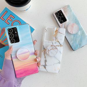 Classic Marble Phone Cases For Samsung S20 FE A50 A51 S21 S10 S8 S9 Plus Note 20 Flexible Folded Holder Soft Back Cover