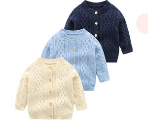 Ins Baby Kids Clothing Seater Bottons Stand Collar Sweater Solid Color 100コットンブティックガール春秋のセーター