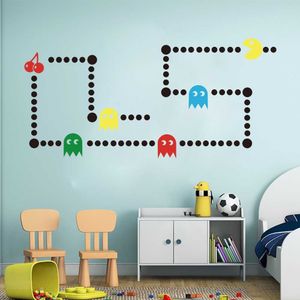 Cartoon Pacman Gioco Wall Sticker Camera dei bambini Nursery Gioco Xbox Space Invaders PACMAN Adesivo Camera da letto Sala giochi Decorazione in vinile 210705