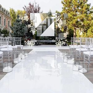 Coureur d'allée de tapis de miroir blanc de luxe avec or et argent Double face pour la décoration de fête de faveurs de mariage romain en Stock