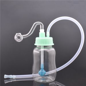 Detachable mini plastic oil burner bong inline birdcage perc 10mm female dab rig recycler beaker bong with glass oil burner pipes and hose