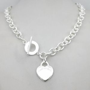Sterling silver 925 classic fashion heart tag pendant ladies necklace jewelry holiday gift 210621