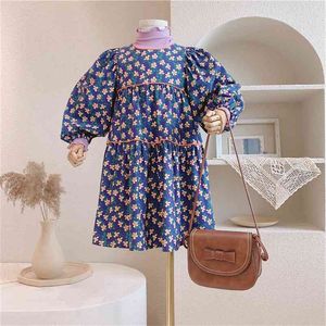 Ragazze autunnali vestono abbigliamento per bambini bambini stile country floreale girocollo manica lunga principessa per 210625