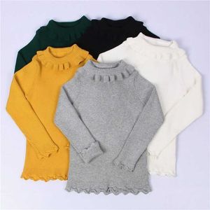 Baby Girls Ribbed Sweater Sweaters Solid Candy Färg Höst Stickade Barnkläder Pullover 1-5Y 211201