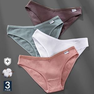 Underpants Cotton needles Panties Female Sexy for Women Briefs Underwear Plus Size 3PCS Set 6 Solid Color M-4XL