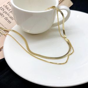 Chains Simple Classic Titanium Steel Double Layer Snake Bone Chain Necklace For Woman Korean Fashion Jewelry Girl s Sexy