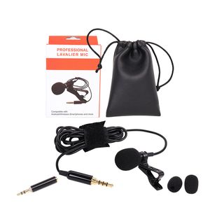 Microfono omnidirezionale in metallo da 1,5 m Jack da 3,5 mm Microfoni lavalier con fermacravatta Mini microfono audio per computer portatili con fotocamera