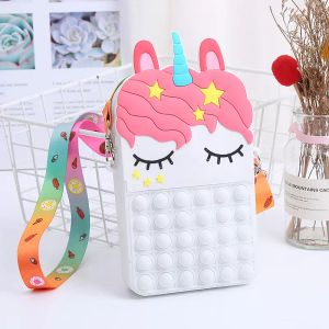 Bomboniera Arcobaleno Fidget Unicorn Bag 22 * 11,5 * 3,5 cm Bambini adulti Push Bubble Giocattoli antistress Portamonete unicorno