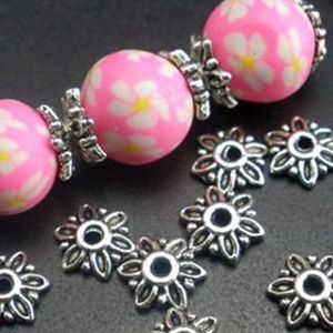 500 pezzi di tappi di perline di fiori in lega, componenti di risultati di gioielli, accessori di cucito fai da te, 7x1,8 mm