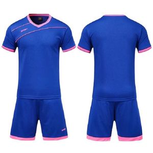 2021 Anpassade fotbollströjor sätter smidig kunglig blå fotbollsvettabsorberande och andningsbar barns träningsdräkt Jersey 19