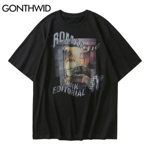 T-Shirts Streetwear Männer Gothic Hip Hop Anime Cartoon Mädchen Chinesischer Druck Baumwolle Casual Harajuku Kurzarm T-Shirts Tops 210602