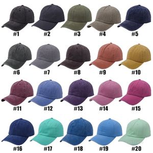 Washing Solid Color Hat Peaked Cap Unisex Vintage Baseball Caps Classic Outdoor Sun Travel Fashion Party Hats 20 color Party Supplies T2I52115