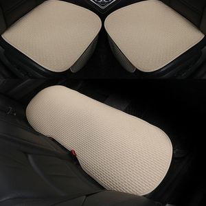 Car Seat Covers 3PCS Flax Cushion Summer Auto Cover Protector Mat Pad Cloak Suit Sofa Chair Universal Front Back For Sedan SUV