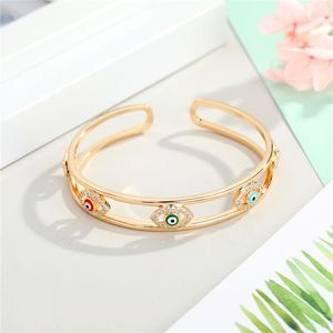 1PC Bohemian Turkish Hollow Evil Bangle For Women European Vintage Ethnic Colorful Eye Open Bracelet Jewelry B40-1