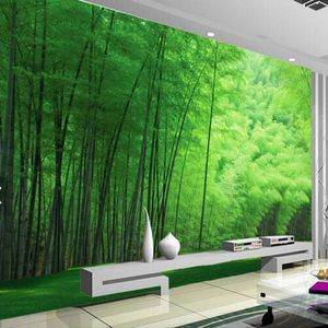 Bakgrundsbilder Clearance Nature Green Bambu Bakgrund Living Room Wall Art Decor Po Coverings 3D Mural Drop