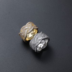 Hip Hop Mäns Ring Iced Out Zircon Icy Round Cluster Gold Silver Plated Bling Smycken Gift