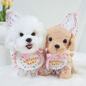 Urodziny Pet BIB Saliva Ręcznik Słodkie Zwierzęta Szalik Odzież Dog Odzież Styl Bichon Teddy Dogs Bibs Supplies