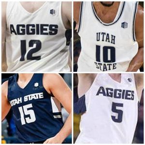 NCAA College Utah State Aggies Basketballtrikot 4 Roche Grootfaam 10 Alphonso Anderson 15 Abel Porter 24 Diogo Brito Custom Ed