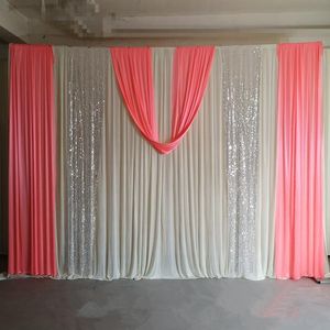 Party Decoration High Quality White Wedding Backdrop With Pink Swag For Events Ceremony Banquet Drapes