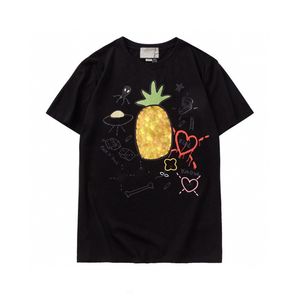 Camiseta de designer de abacaxi, pig moda moda moda manga curta feminina punk impress￣o bordado gato de ver￣o skateboard tops beverly hills cereja casual tees s-2xl