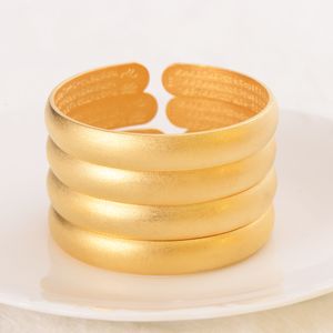 4 pcs Fashion Jewelry Bangle 2021 Trend 24 k Fine Solid Gold GF Matte Cuff Bracelet Women Retro High-Quality Bangles