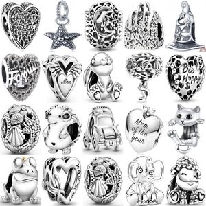 925 Sterling Silver Zircon Animal Heart Charm Beads for Pandora Bracelet Pendant Necklace Jewelry