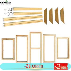 5 Panel Özel Poster Ahşap Çerçeve Büyük Boy Ahşap DIY Çerçeveleri Tuval Boyama Galerisi Duvar Dekor Için Baskılar Resim Po Çerçeve 210611