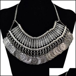 & Pendants Vintage Gypsy Geometric Coin Tassel Bib Statement Choker Necklaces For Women Boho Turkish African Necklace Party Jewelry Gift Pen