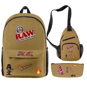 Raw 3pcs set Men Women Backpack Cigar Oxford Waterproof Backpack Bags Unisex Outside Hiking Travel Bicycle Bag Laptop Bags308o