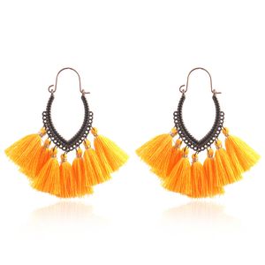 Bohemian Style Dangling Earrings Hollow Tassel Dangle Chandeliers Fan Shape Thread Fringe Earings Jewelry for Women