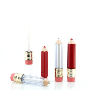 Neuartige, bleistiftförmige, leere Lipgloss-Tuben-Behälter, glänzende Tuben-Behälter, durchsichtige, nachfüllbare Mini-Lippenölflaschen 5 ml