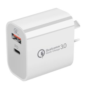 Caricabatterie A e C PD QC 3.0 per 14 Pro XS Max XR 7 Adattatore da parete USB di tipo C a ricarica rapida Samsung LG 3A Compatibile con due porte