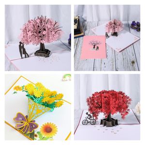 3D Pop-Up Cards Maple Leaf House Birthday Card Anniversary Gifts For Girl Kids Wife Postcard Wedding Invitations Greeting Cards