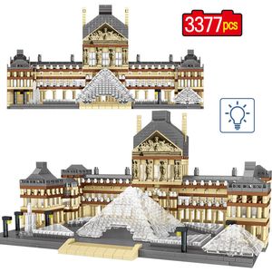 3377 adet Dünyaca Ünlü Şehir Manzarası 3D Elmas Mini Modeli Paris Louvre Mimarisi DIY Eğitim Yapı Taşları Çocuk Oyuncak Hediye X0503