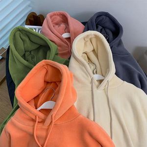 Women Loose Sweatshirt Fleece Thick Hoodies Solid Oversize Hooded Korean Autumn Long Sleeve Pullovers Tops Streetwear