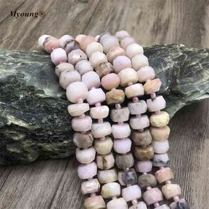 Äkta rosa opalhjul nugget pärlor, naturliga pärlor kraft stenfasat utrymme lösa pärlor för DIY smycken my2059