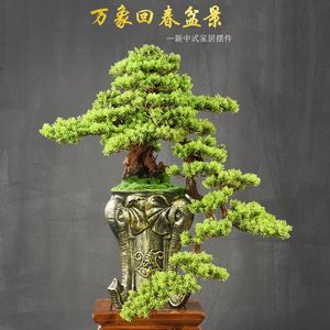 Decorative Flowers & Wreaths Chinese Style Guest-Greeting Pine Dead Wood Artificial Plant Home Decoration Accessories Zen Garden Bonsai Desk