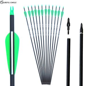 28/30/31 Inches Spine 500 Carbon Arrows Archery Target with Replaceable Screw Field Points for Compound Recurve Bow Hunting