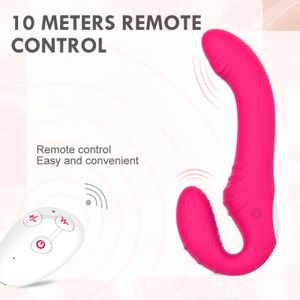 NXY Vibrator Vibrating Strapless Double Head Strap-on Dildo Vibrator for Couples Lesbian G-Spot Clitoris Stimulate Erotic Sex Toys 1122