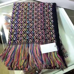 Sciarpa di lana lavorata a maglia di tweed da donna di marca Parigi Collo lungo Autunno Inverno Nappe di cashmere Sciarpe Sciarpe di lana calda Tessuto di colore Avvolgenti di cotone Foulard Pashmina