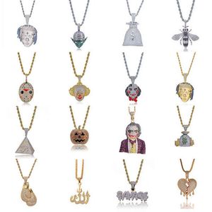 Fashion Punk Hip Hop Women Men Movie Characters Pendant Necklace Crystal Rhinestone Chain Necklace Creative Necklaces Jewelry G1206