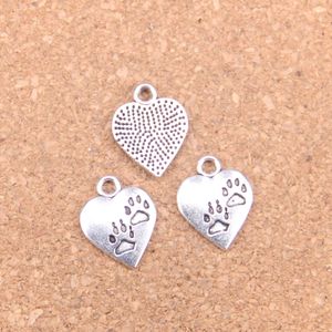 109pcs Antique Silver Bronze Plated heart foot feet Charms Pendant DIY Necklace Bracelet Bangle Findings 17*13mm