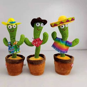 Dancing Cactus Plush Toys Abbigliamento messicano hawaiano farcito Luci musicali Bambola di simulazione M3469-3