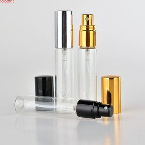 Botella de pulverización de perfume de vidrio transparente de 10 ml Mini recargable con tapa de aluminio DHL gratis