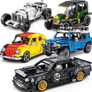 Zaawansowany technologicznie mechaniczny MOC chrząszczy model konstrukcyjny Bloków Creator Classic Vintage Racing Car Bricks Toys For Kid Adult Prezent x0503