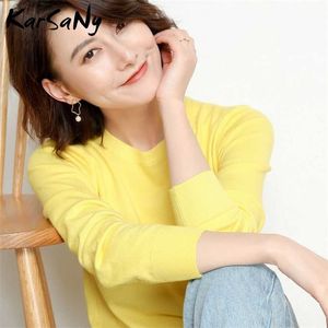 Yellow Cashmere Sweater For Women s Female Pink Wool Winter Woman Knitting Pullovers Knitted s Jumper 211216